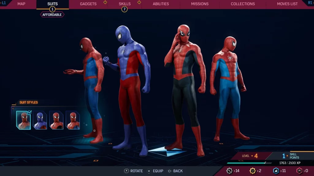 نحوه تغییر لباس در Spider-Man 2